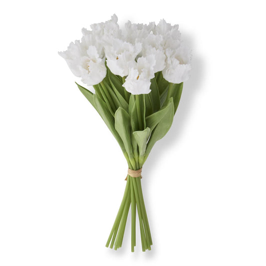 13" White Real Touch Parrot Tulip Bundle (12 Stems) - 49th & Magnolia