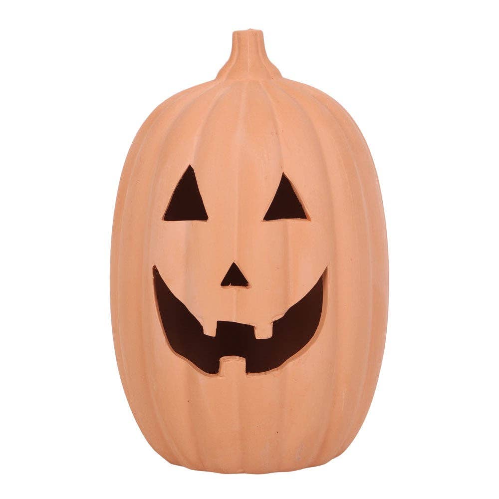 12" Terracotta Halloween Pumpkin Decoration