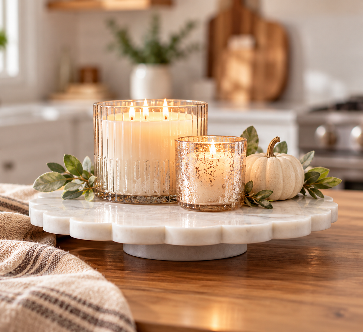 Marble Scallop Lazy Susan