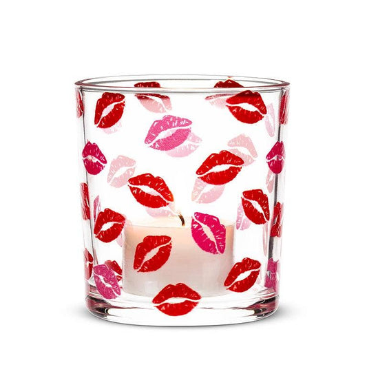 Red & Pink Lips Votive w/Candle