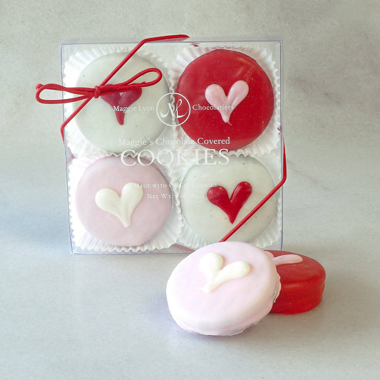 Valentine's 4pc Milk Chocolate Hearts Covered Cookies