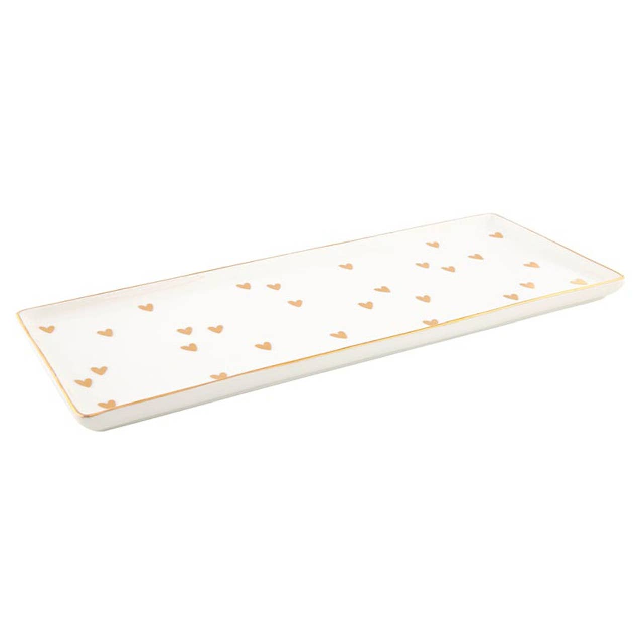 Gold Foil Hearts Ceramic Tray