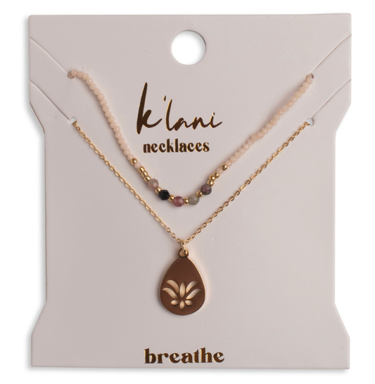"Breathe" Gold Lotus Necklace Set