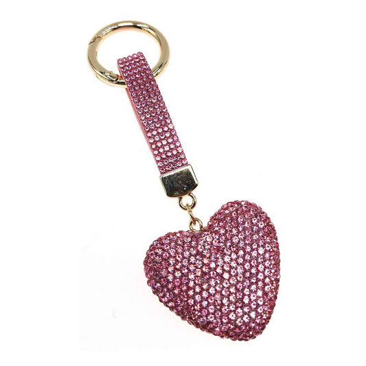 Pink Bling Studded Heart Bag Charm Keychain