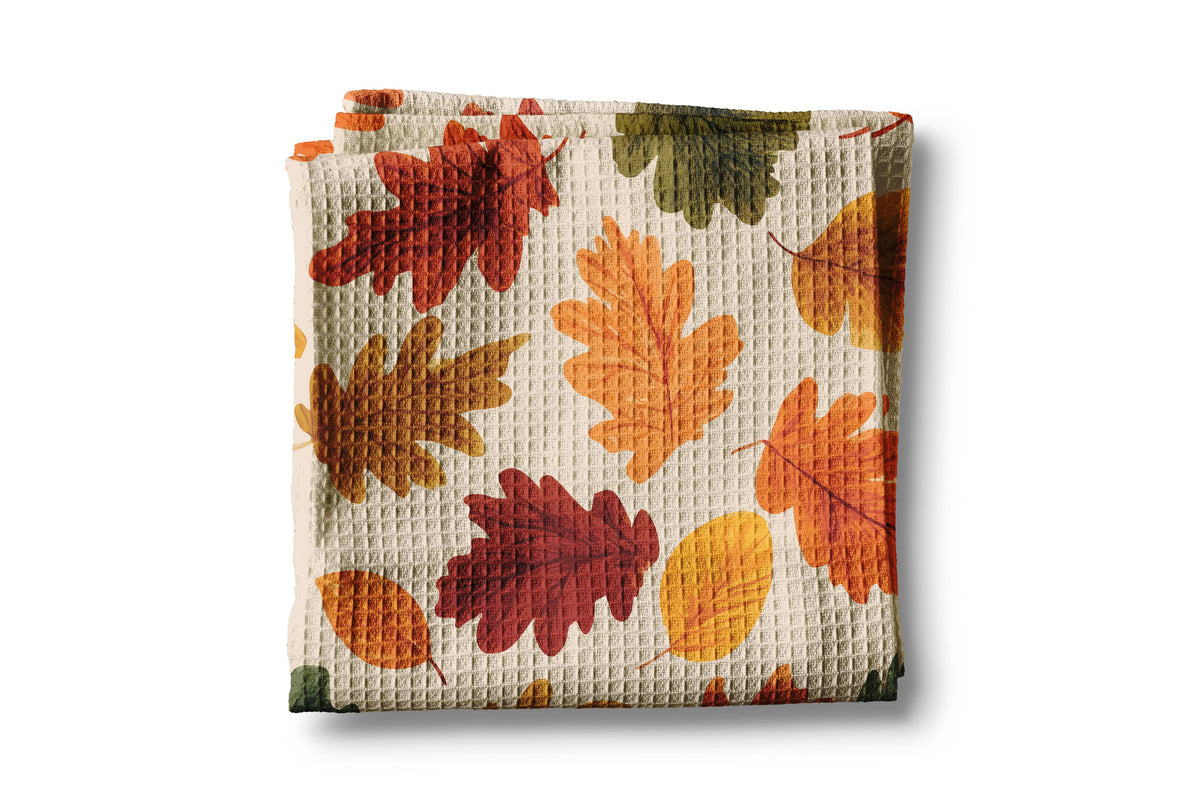 Fall Autumn Leaves Foliage Picking Farm Kitchen Towel Waffle