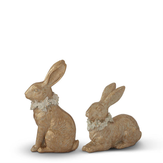 8.25" Gold Resin Easter Bunnies (2 Styles) - 49th & Magnolia