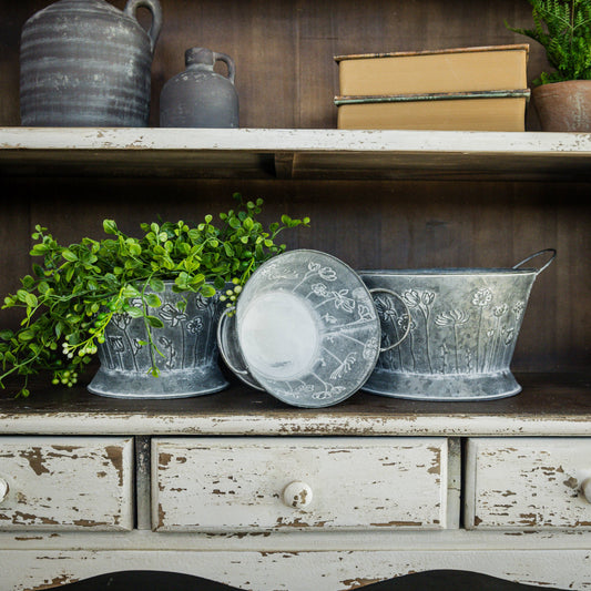 TWO HANDLE FLOWER BUCKETS (3 Sizes)