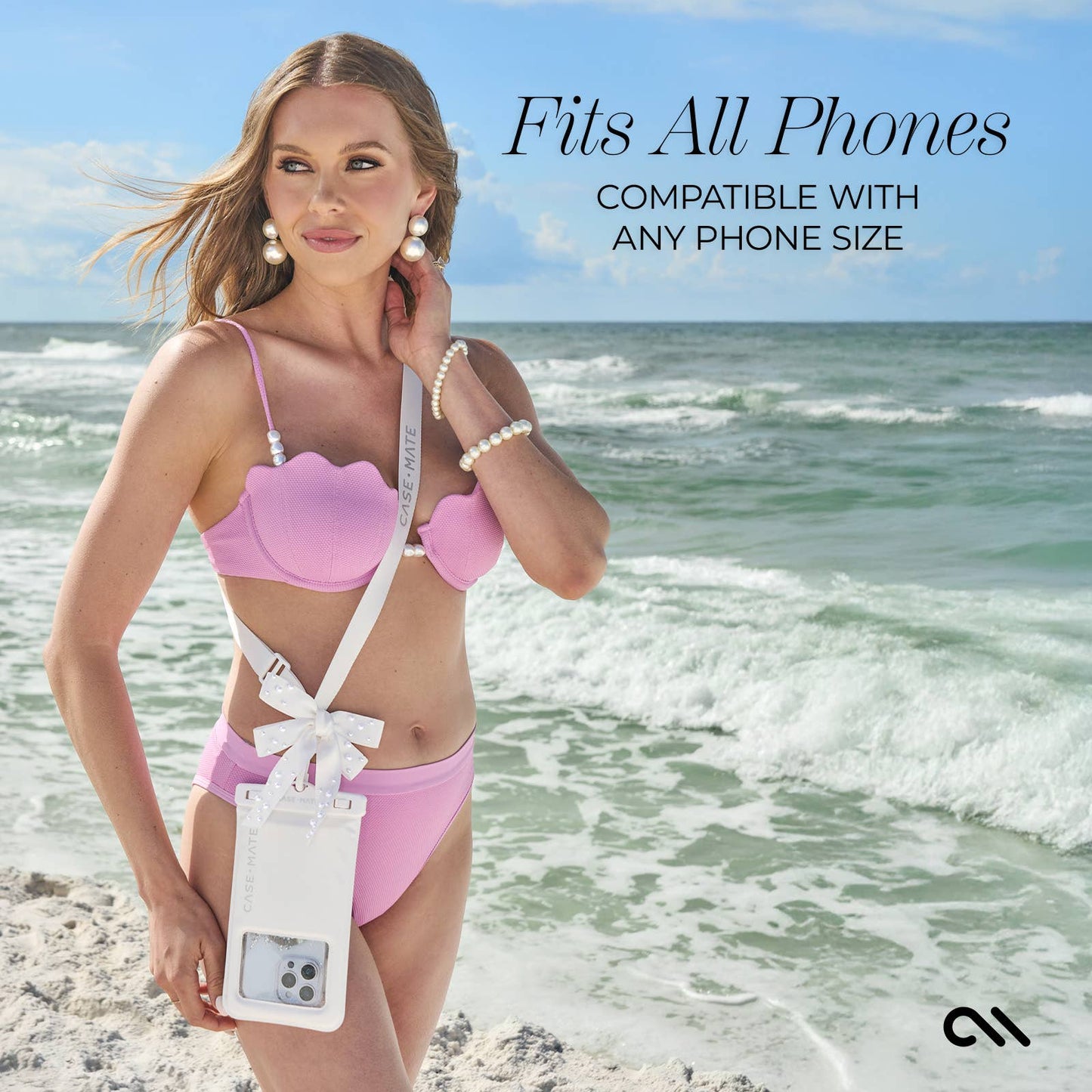 Case-Mate Ivory Pearl Bow Waterproof Floating Pouch