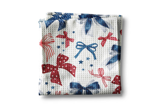 Red White Blue Bows & Stars Kitchen Towel Waffle