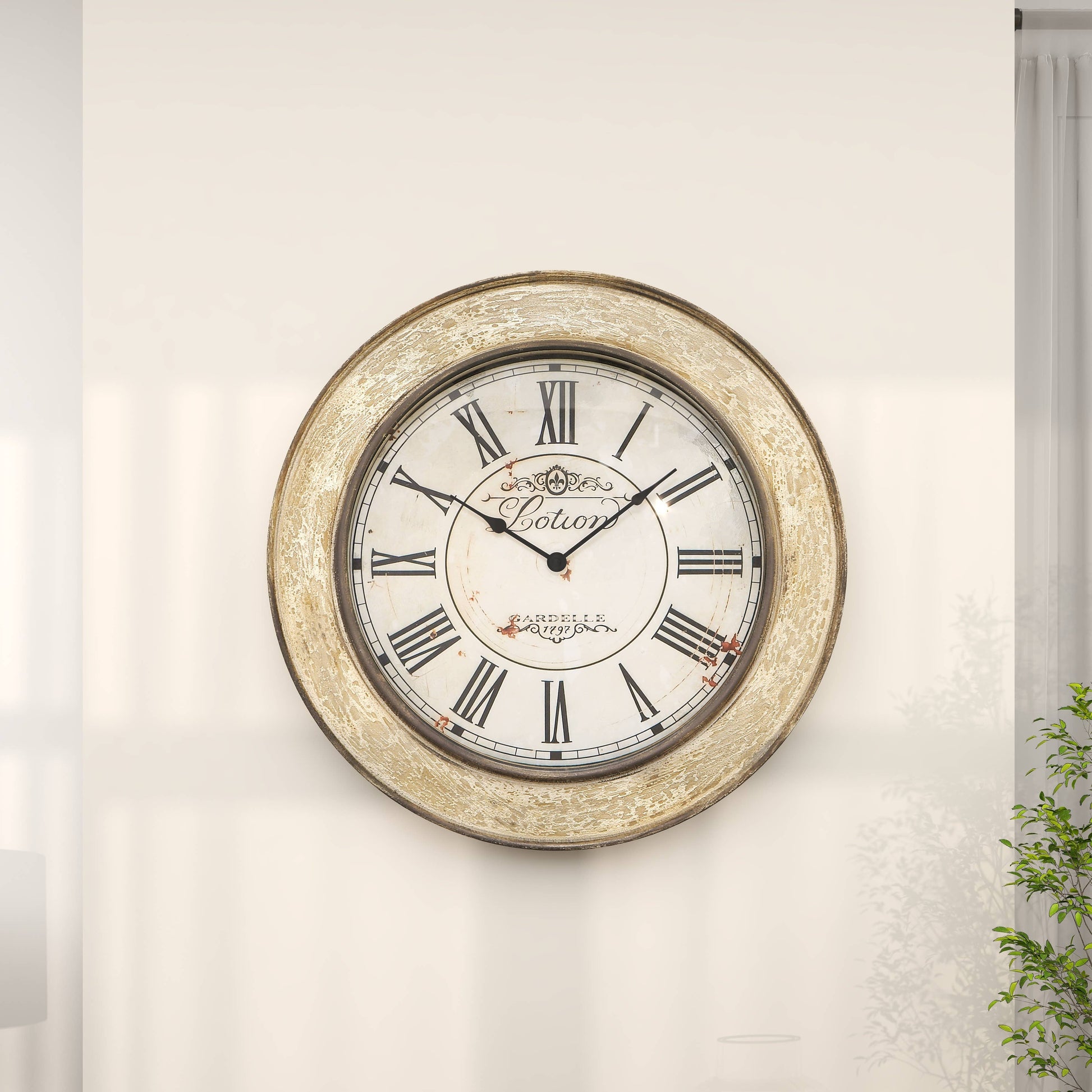 Vintage Cream Wooden Wall Clock - 49th & Magnolia