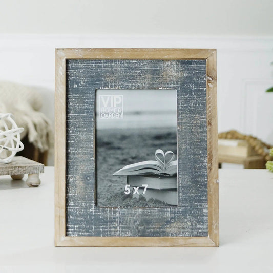 5x7 Antique Gray Wood Photo Frame by VIP Home & Garden