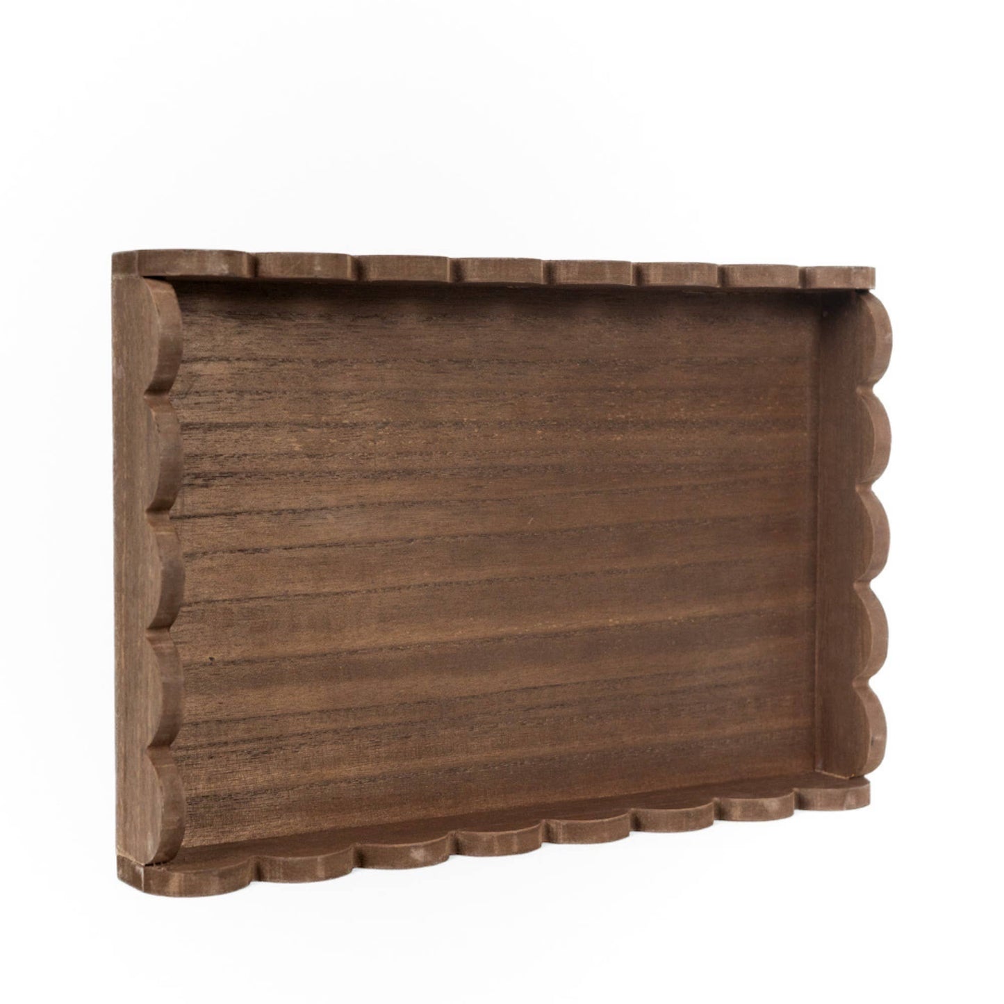 Espresso Wood Scalloped Tray