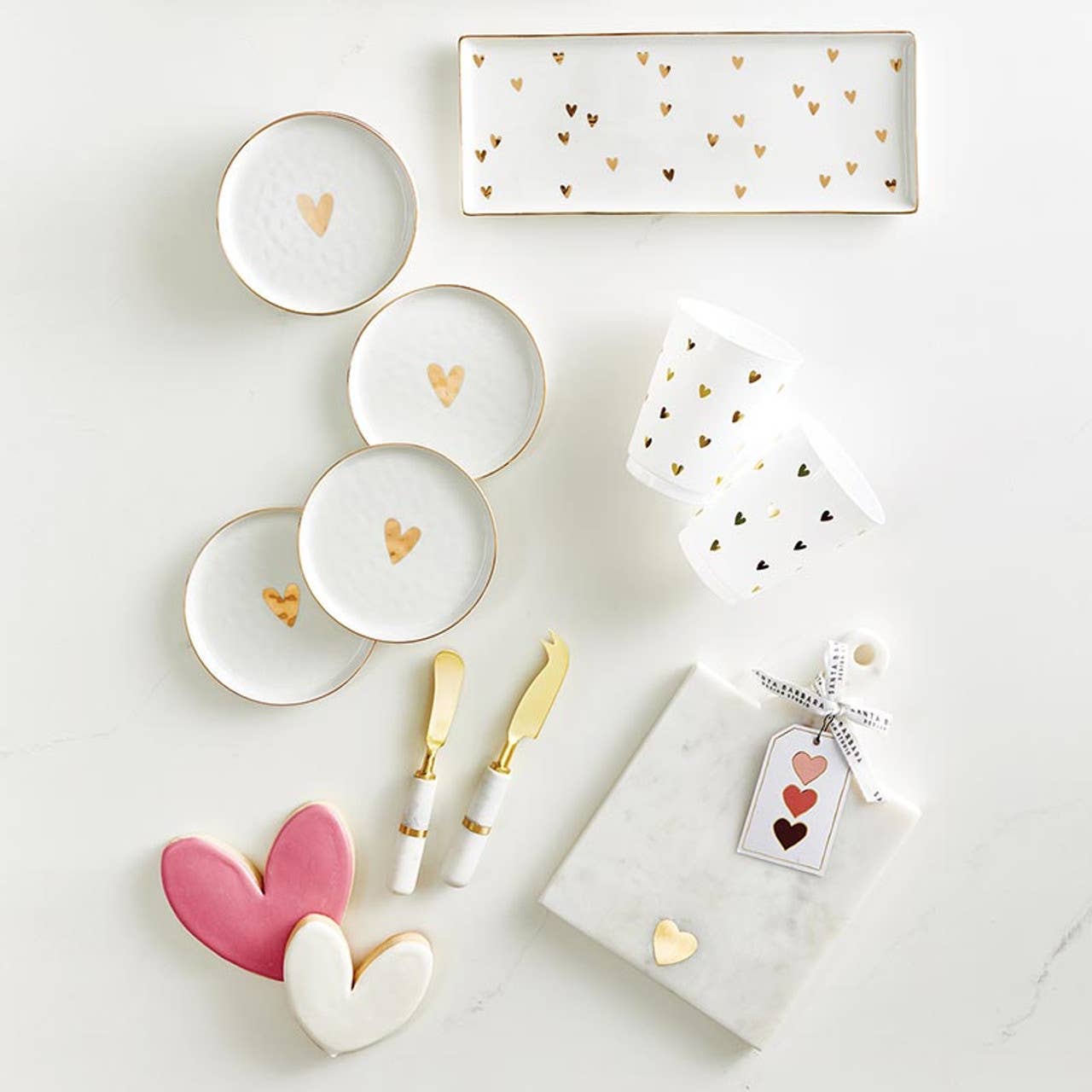 Gold Foil Heart Ceramic Appetizer Plates