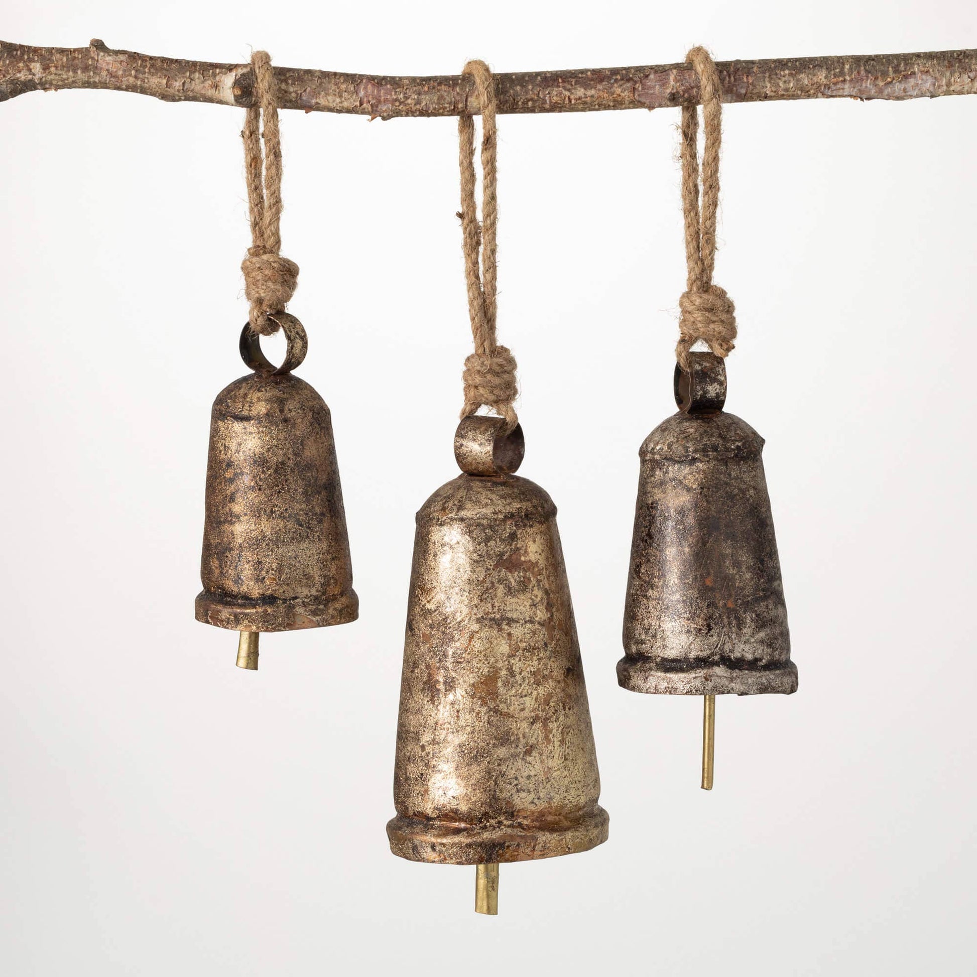 RUSTIC BELL ORNAMENT TRIO (Set of 3) - 49th & Magnolia