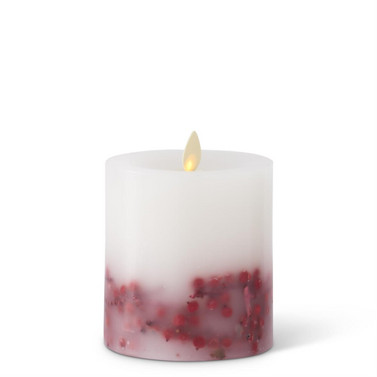 3.5 x 4.5 Inch White Wax Berry Indoor Pillar Luminara Candle