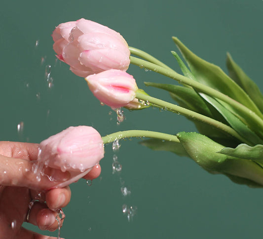 16" Real Touch Lifelike Tulip-3 flowers 2 buds