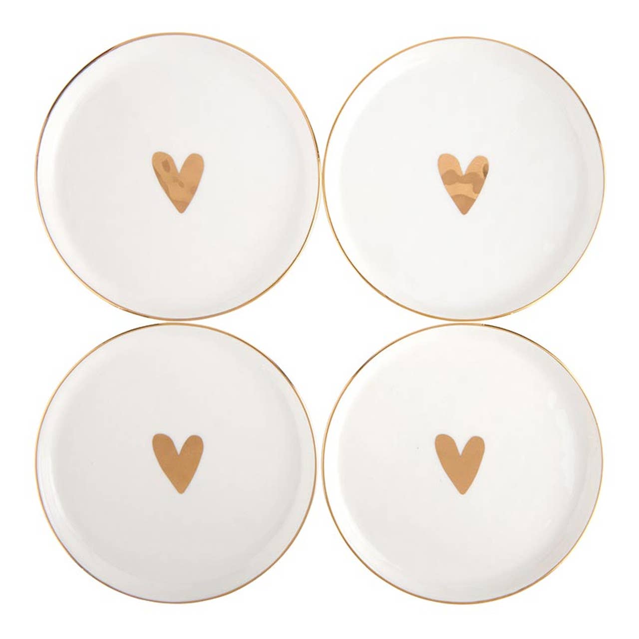 Gold Foil Heart Ceramic Appetizer Plates