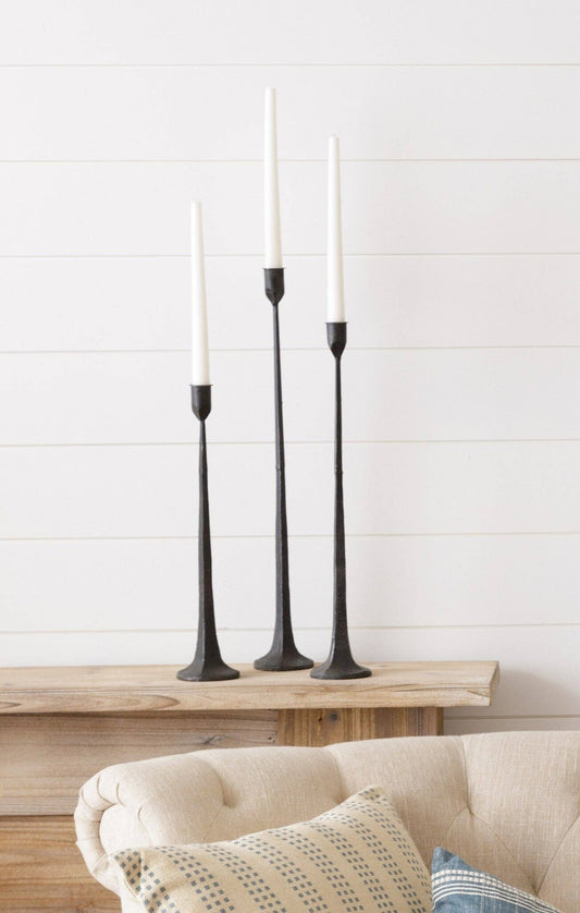Iron Black Hand Forged Metal Candle Holders - 49th & Magnolia