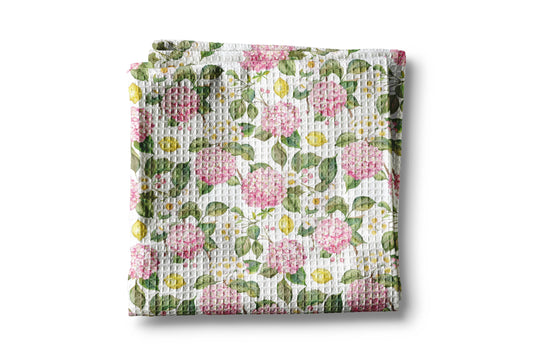 Spring Hydrangea Lemon Chinoiserie Kitchen Towel