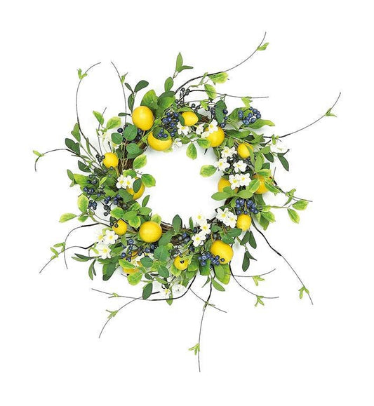 Lemon Blossom & Blueberry Wreath 24"