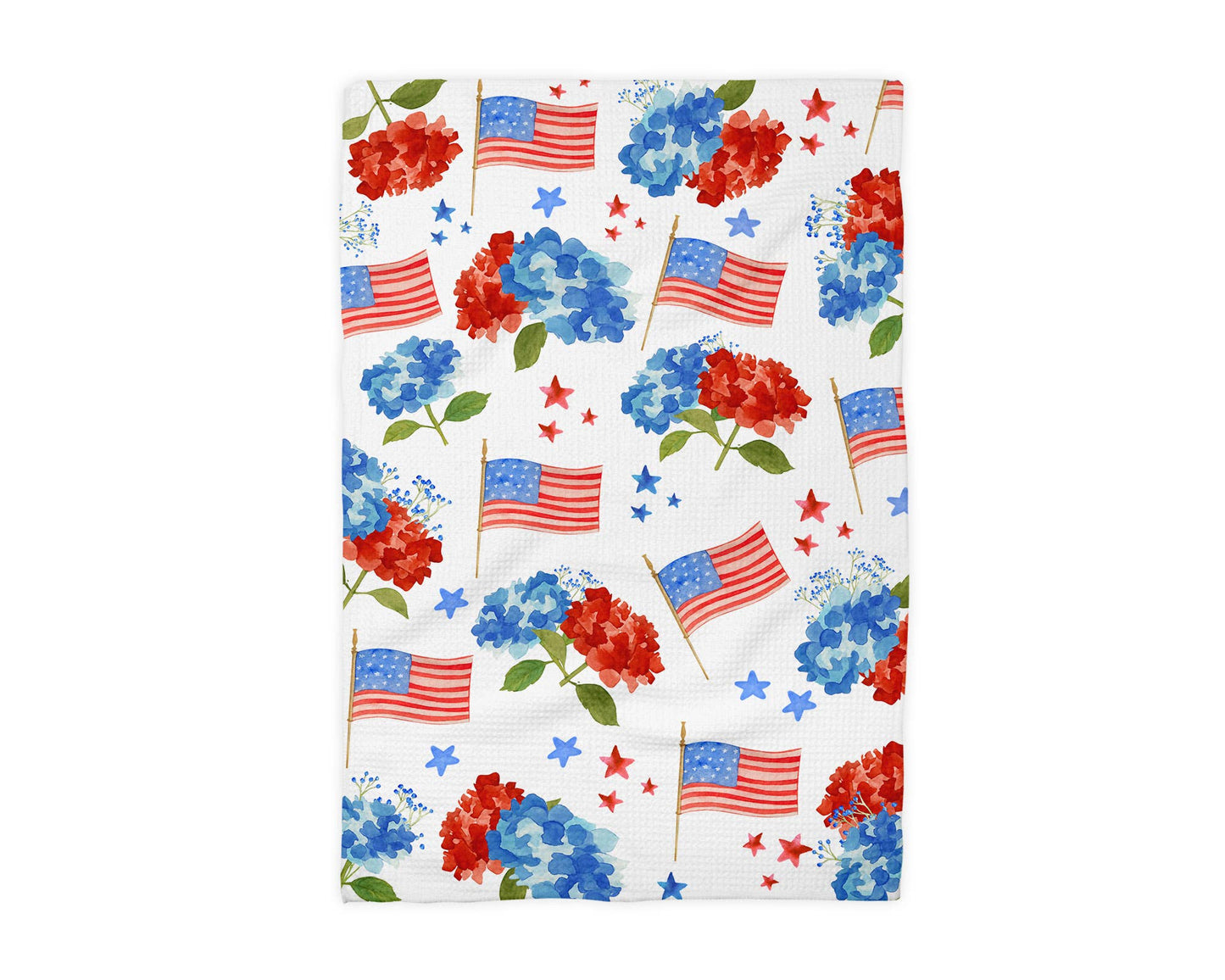 Hydrangeas & Flags Kitchen Towel Waffle