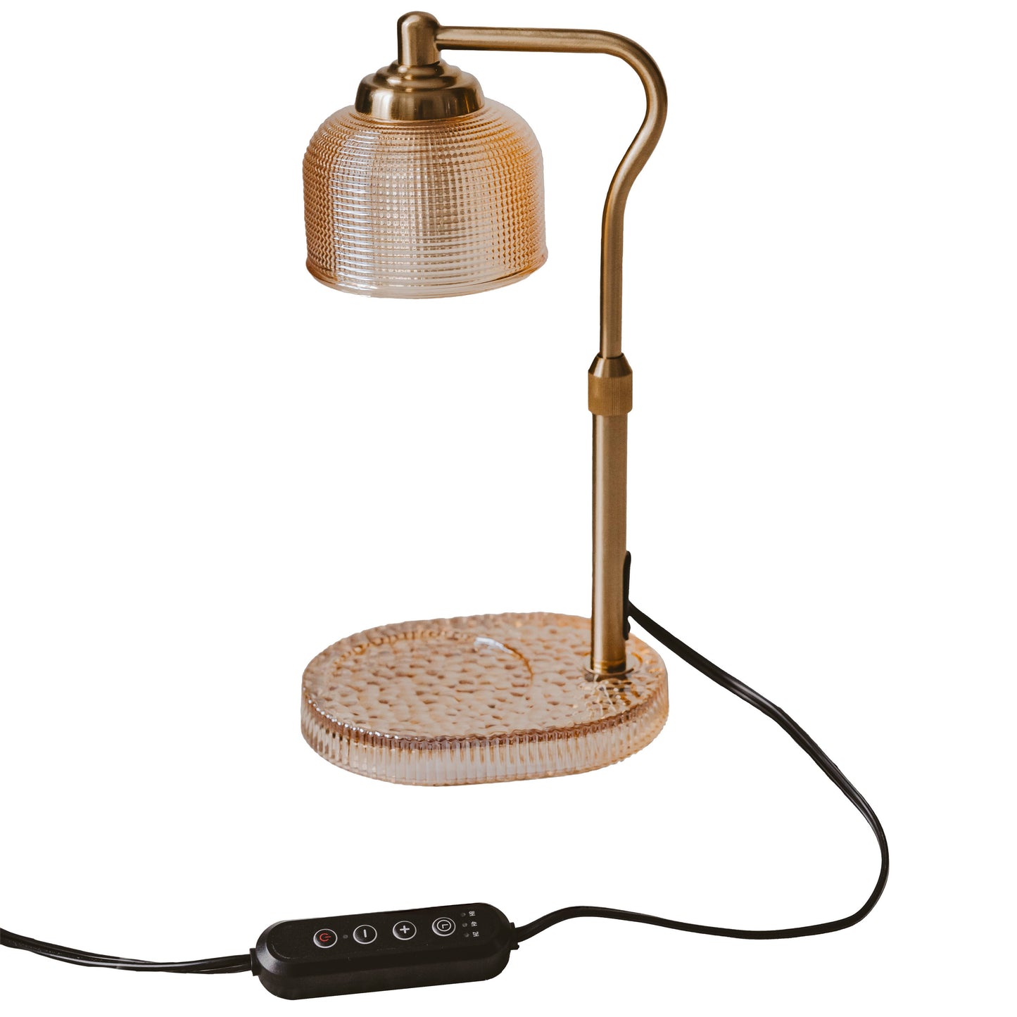 Natural Glass w/Gold Arm Candle Lamp Warmer