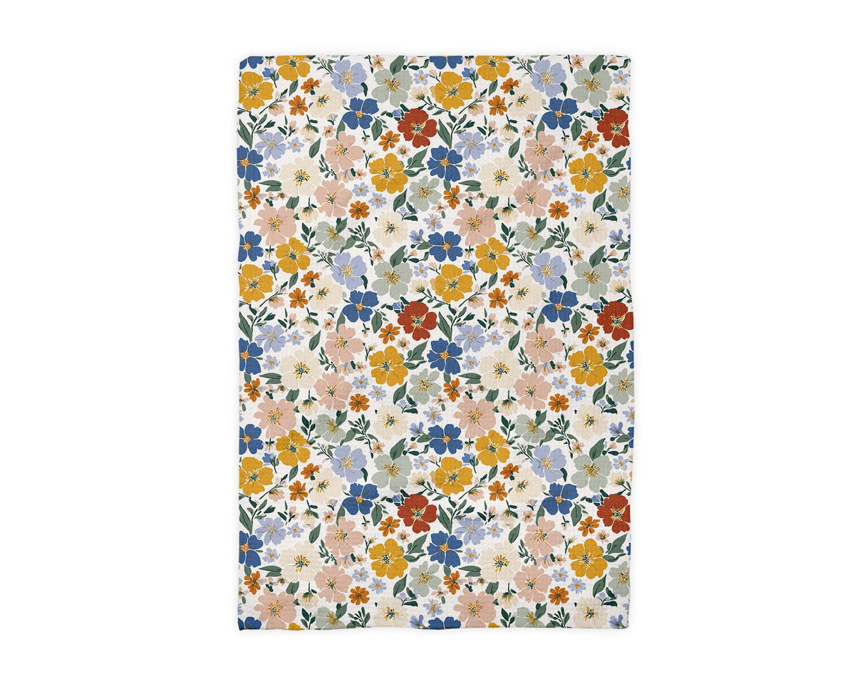 Autumn Boho Fall Floral Waffle Weave Kitchen Towel Daisy