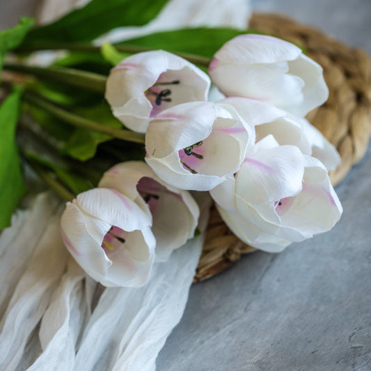 18.5" CREAM & PINK TULIP BUSH