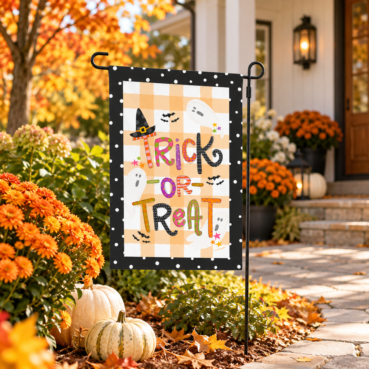 Trick or Treat with Ghosts Garden Flag
