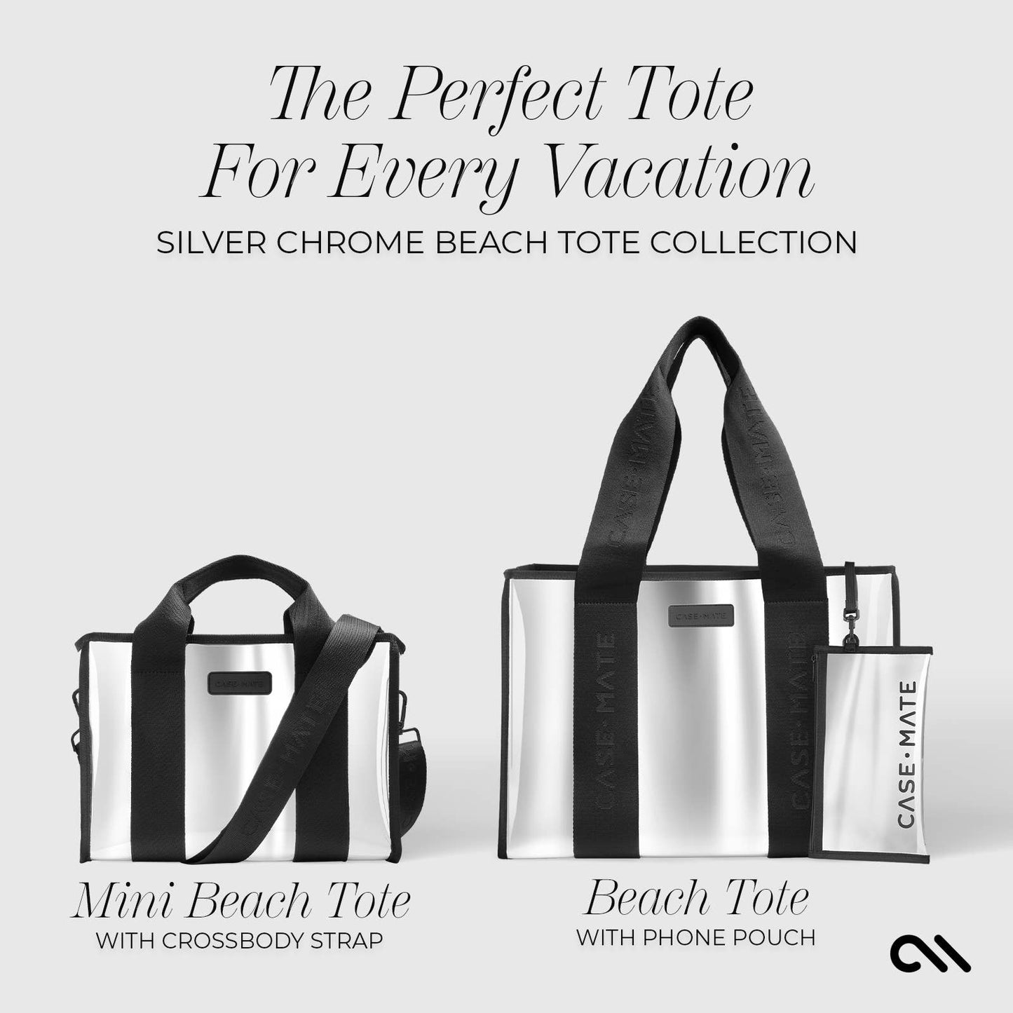 Case-Mate Silver Chrome Mini Zip Tote Bag