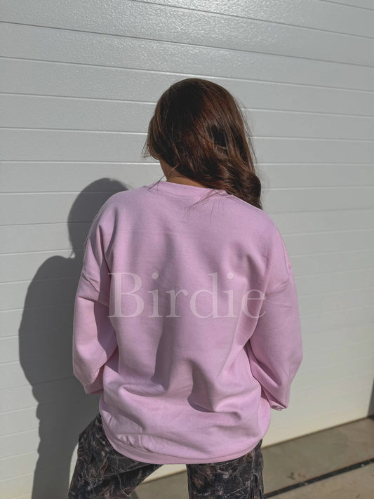 "Lover" Lt Pink Camo Graphic Crewneck by birdie