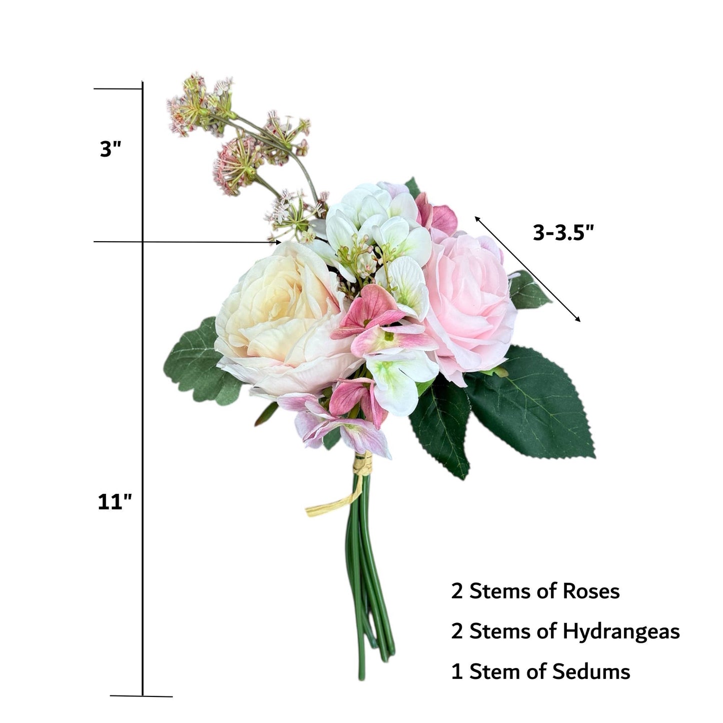 11"Classic Rose Hydrangea Mixed Bundle