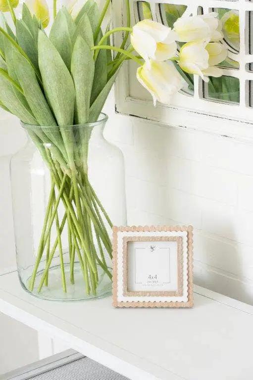 White Scalloped with Natural Wood Photo Frame by Adams & Co.