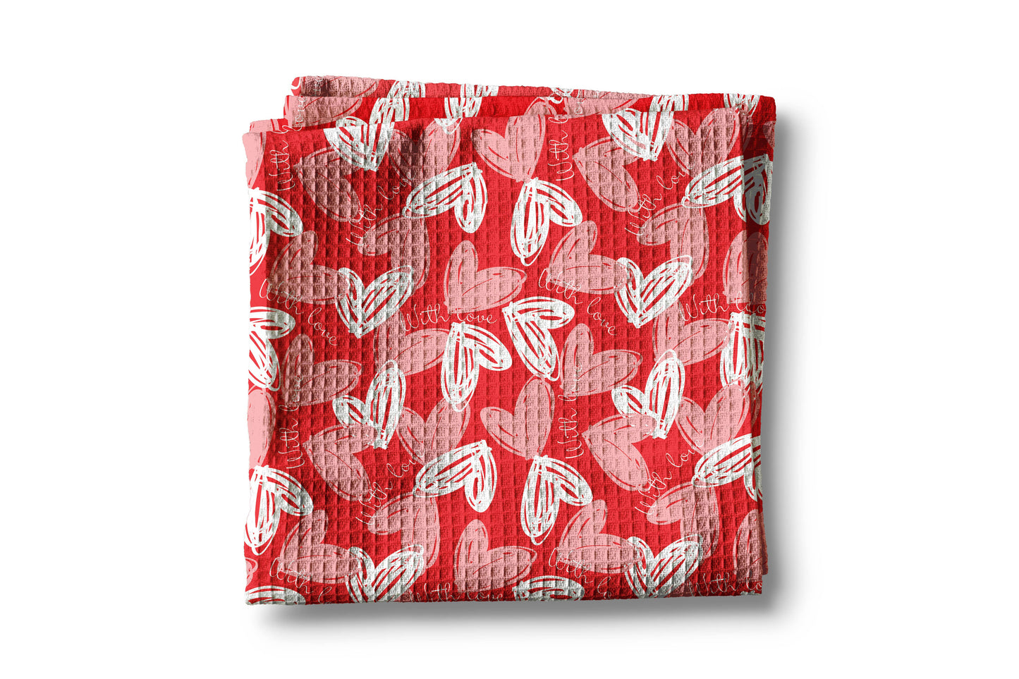 Valentine Hearts Waffle Kitchen Towel
