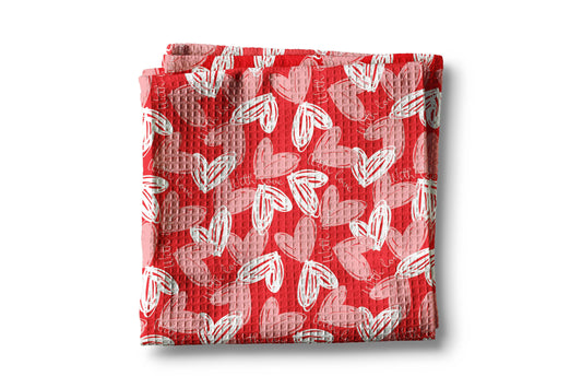Valentine Hearts Waffle Kitchen Towel
