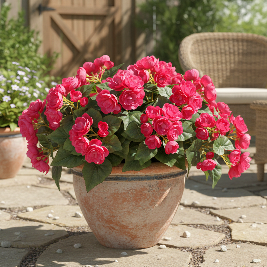 10" Artificial Begonia Flower Bush