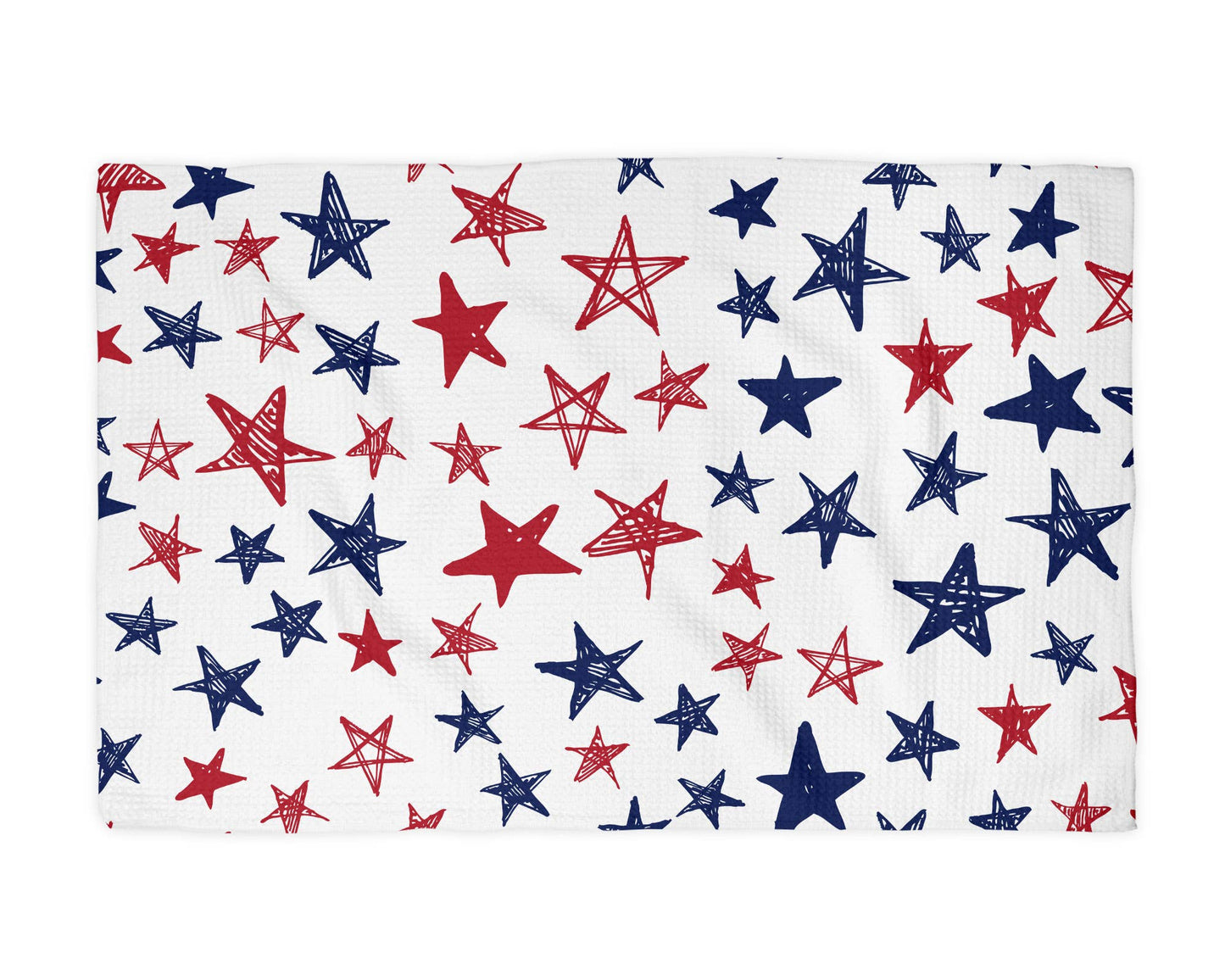 Red & Blue Stars Kitchen Towel Waffle