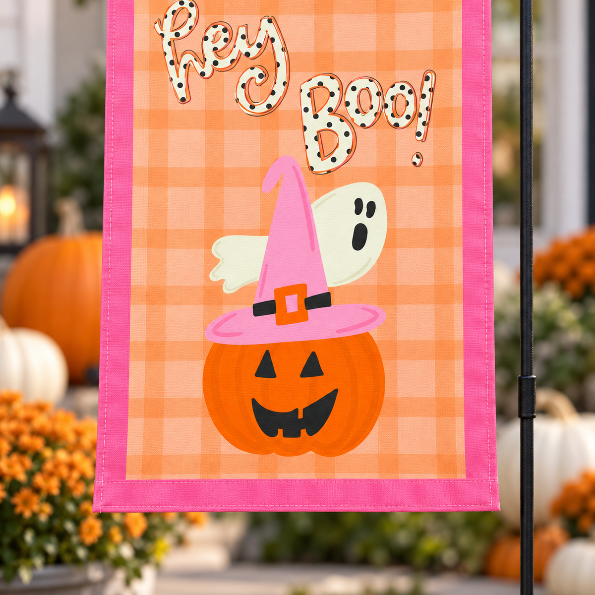 Hey Boo Polka Dot Garden Flag