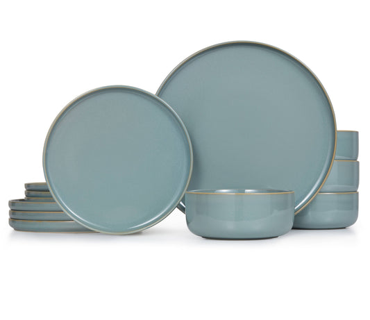 Kook Ceramic Dinnerware Set, 12 Piece, Green, Service for 4