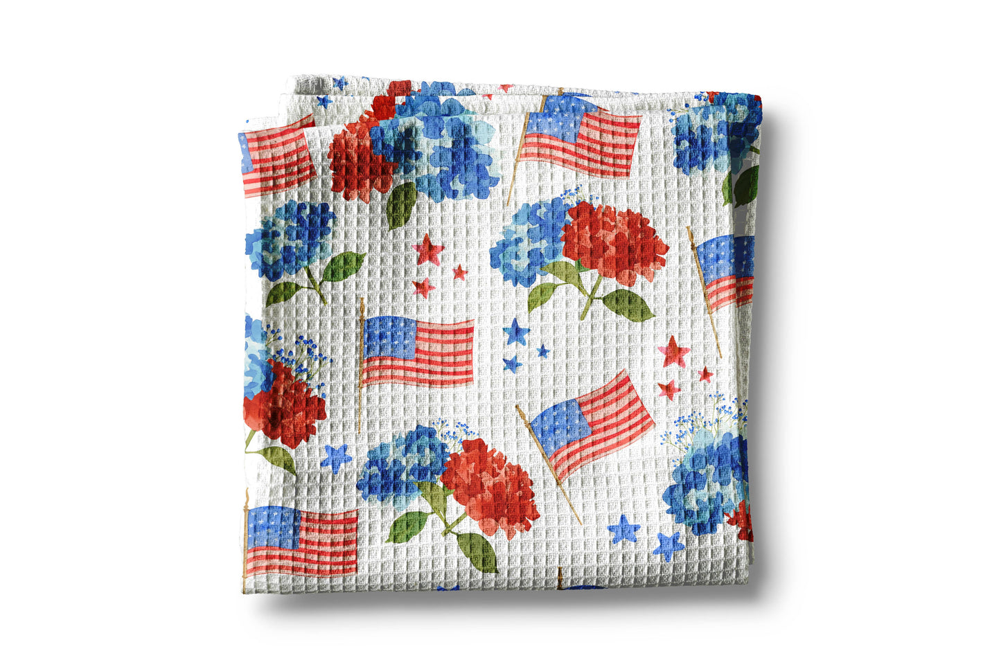 Hydrangeas & Flags Kitchen Towel Waffle