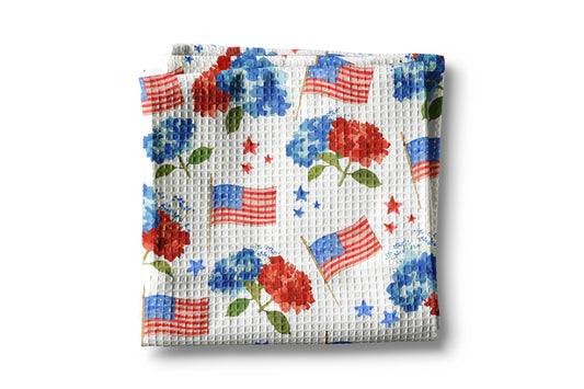 Hydrangeas & Flags Kitchen Towel Waffle