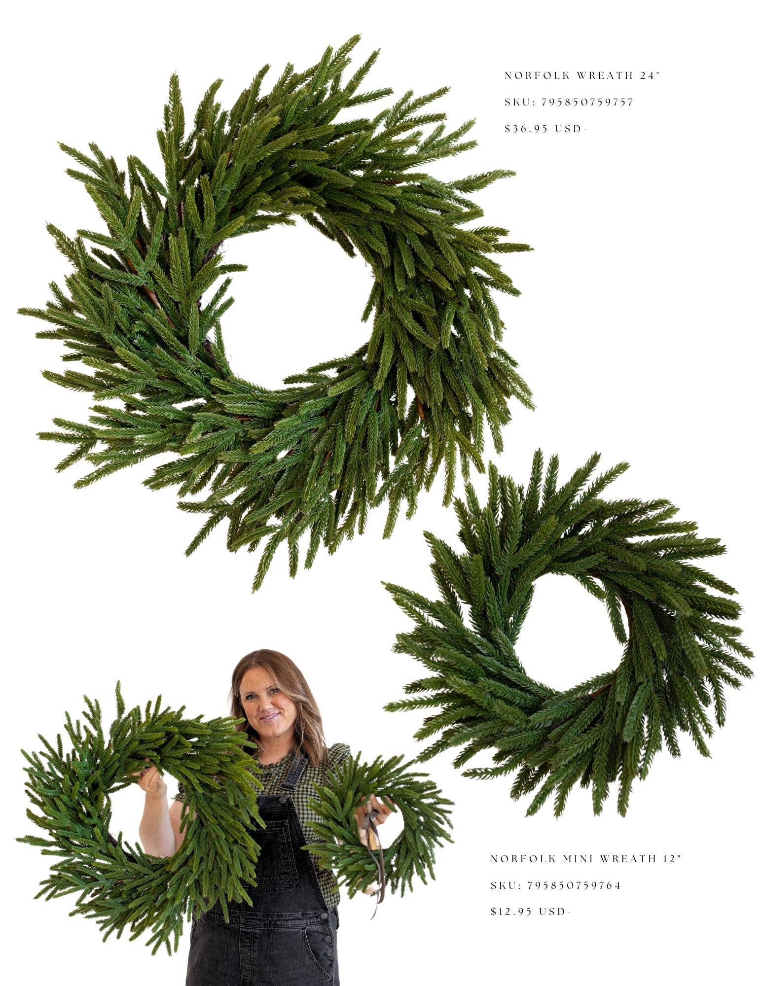 24" Norfolk Pine Real Touch Faux Christmas Wreath - 49th & Magnolia