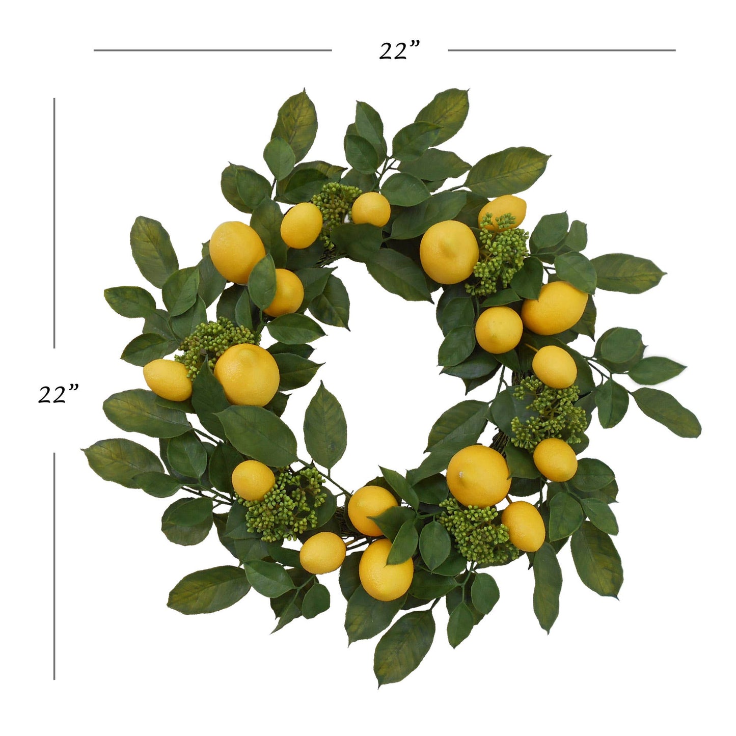 22" Farmhouse Style Artificial Lemon Wreath Faux