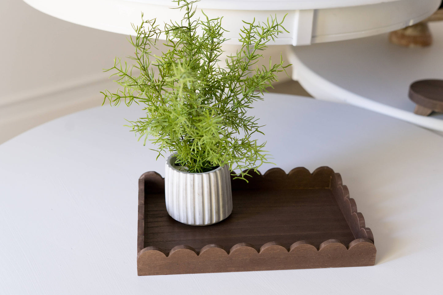 Espresso Wood Scalloped Tray