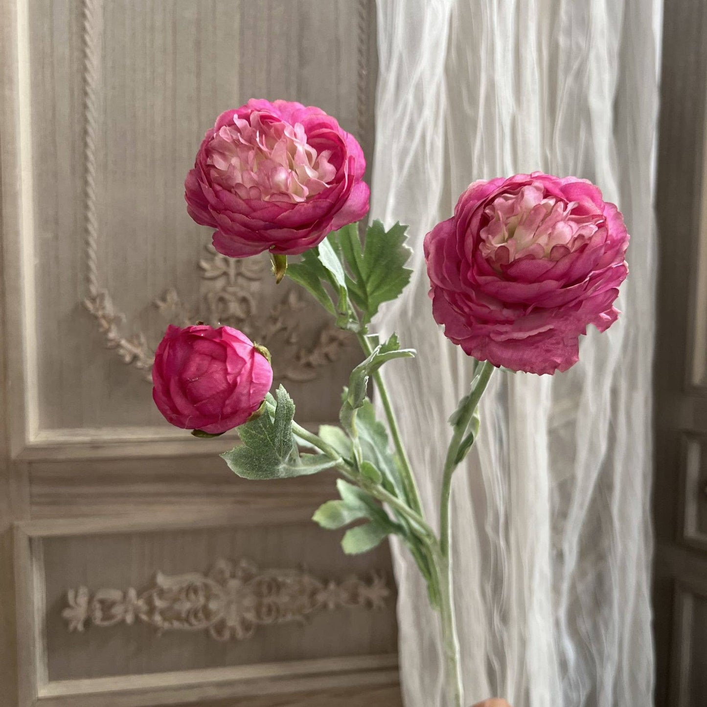 19'' Silk Ranunculus Single Spray Flowers, Spring Ranunculus