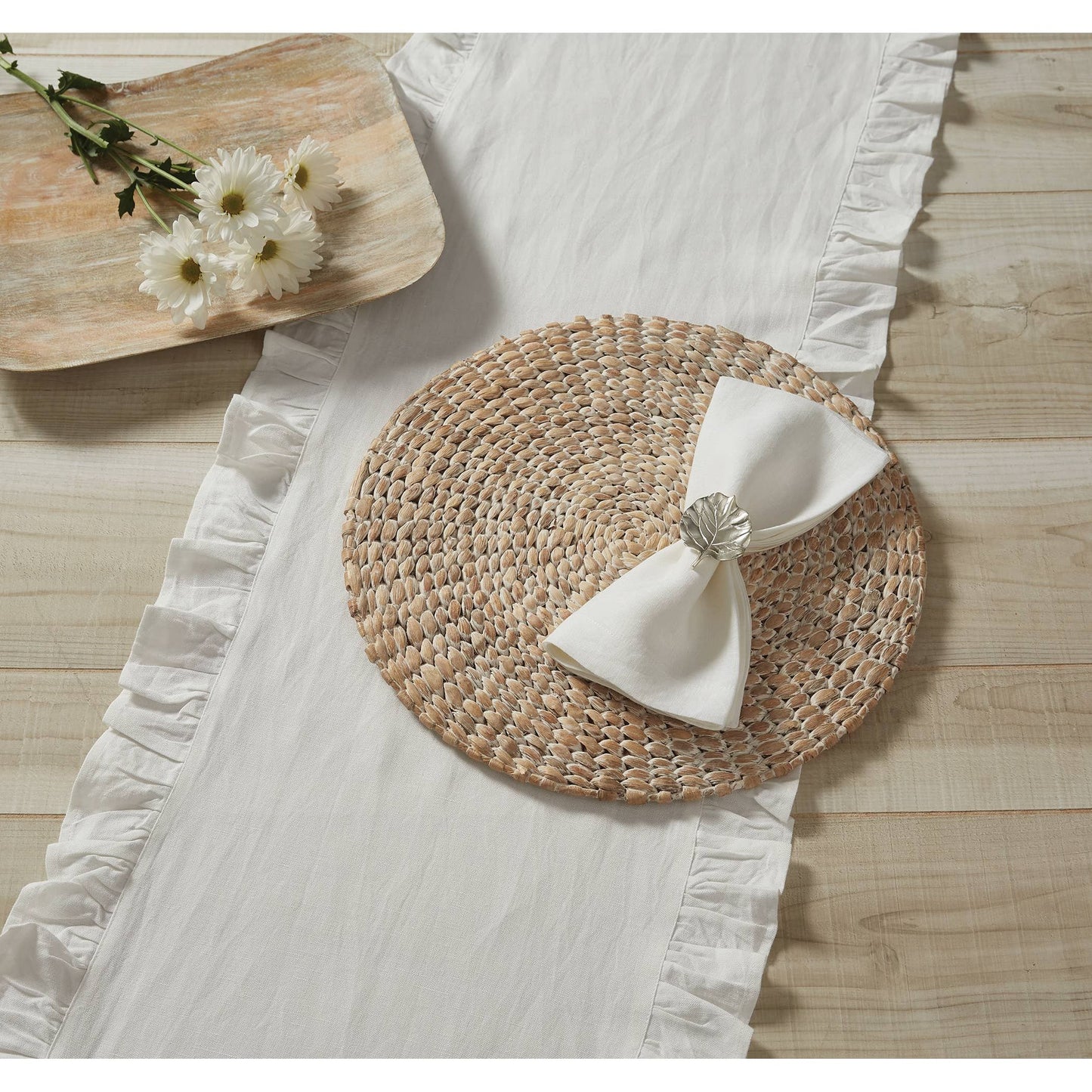 Braided Hyacinth Round Placemat - White