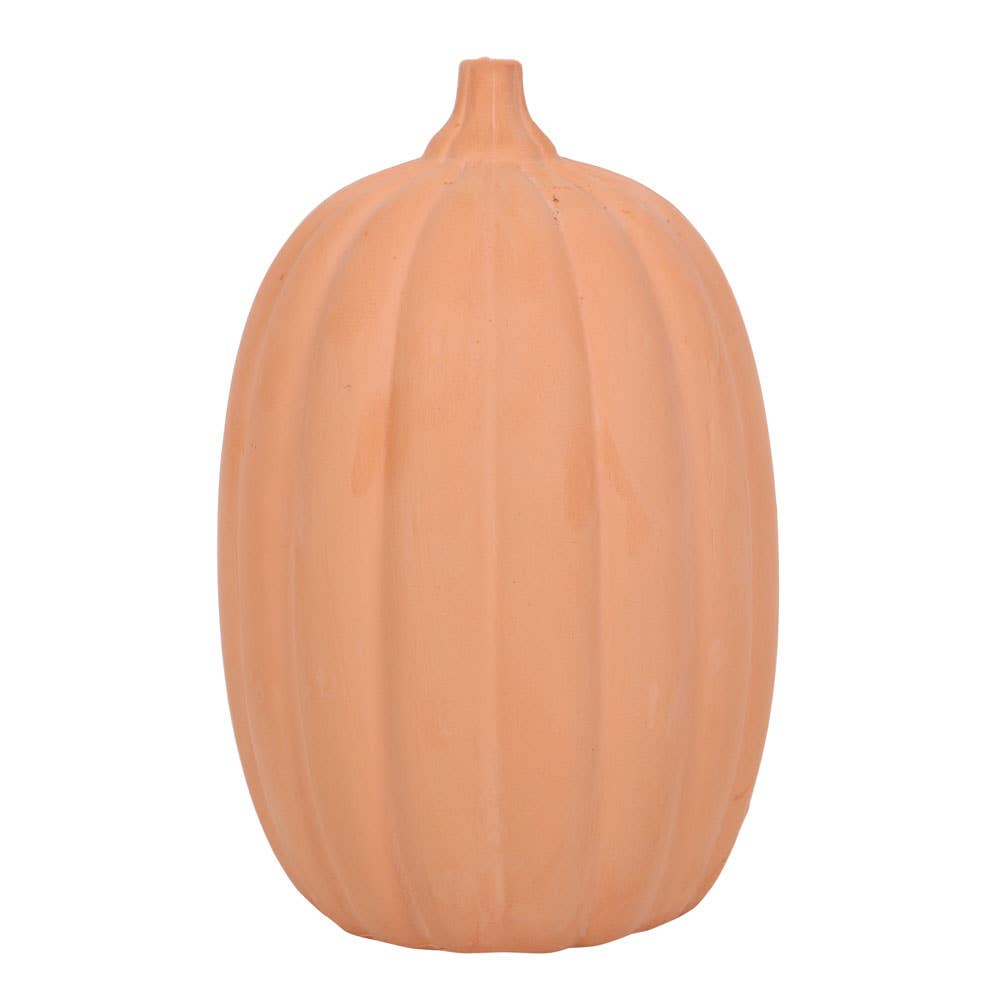 12" Terracotta Halloween Pumpkin Decoration