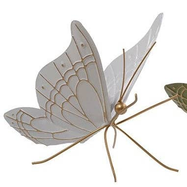 10" Metal Standing Butterfly - White/Gold & Green/Gold