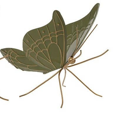 10" Metal Standing Butterfly - White/Gold & Green/Gold