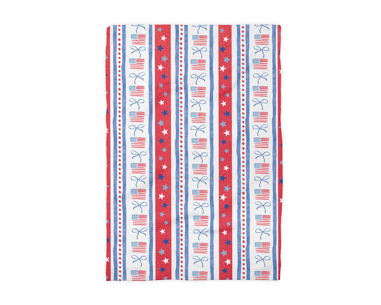 4th July Patriotic Red White Blue Flag Kitchen Towel Waffle
